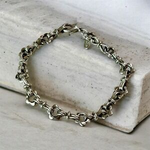 Premier Designs Silver Tone Floral Scroll Link Bracelet Lobster Clasp